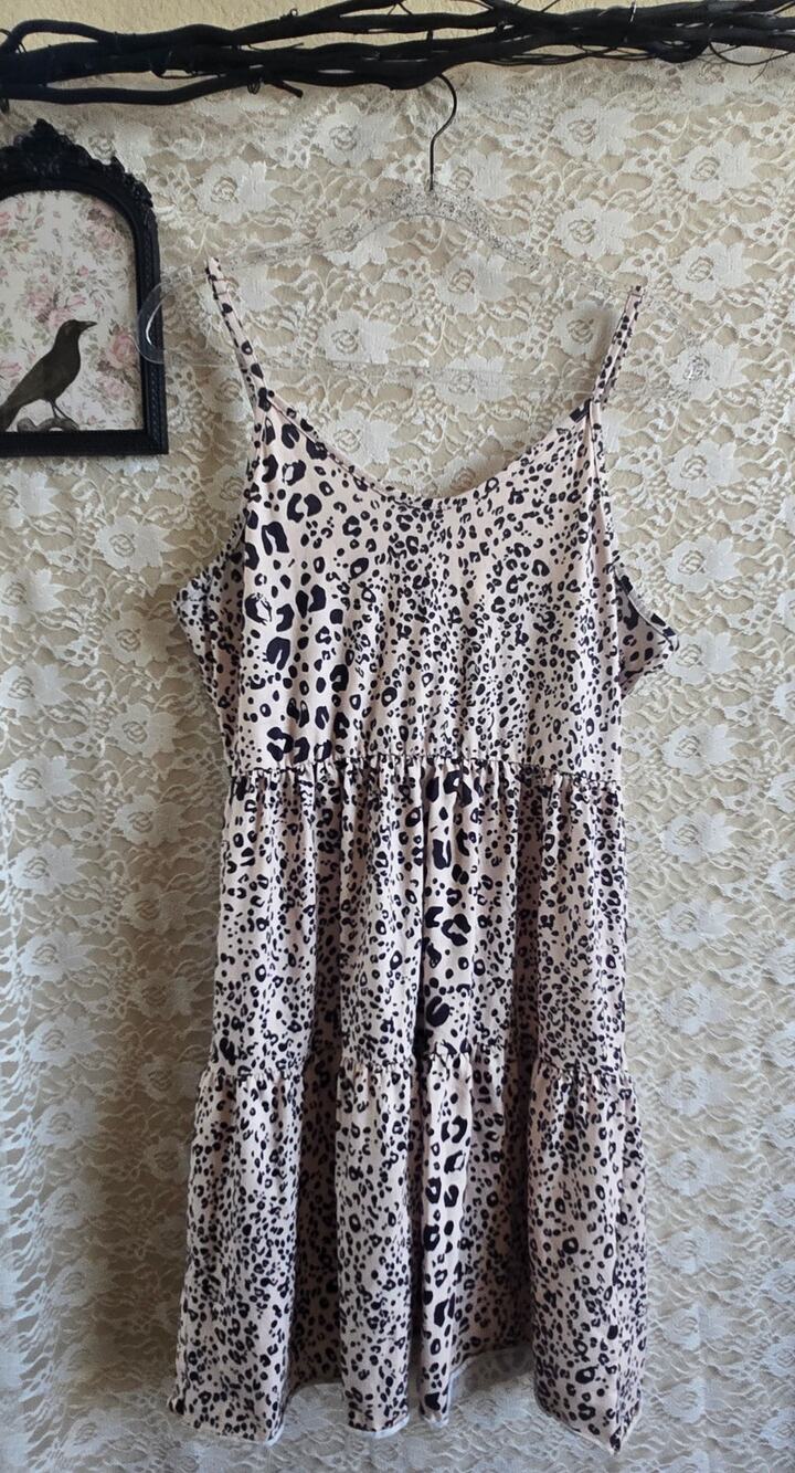 leopard/cheetah print tiered camisole minidress - babydoll dress - animal print